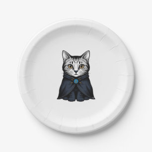 Vintage Engraving Cat Portrait Illustration Design Paper Plates