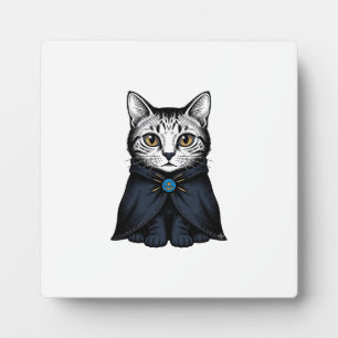 Vintage Engraving Cat Portrait Illustration Design Plaque