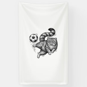 Vintage Engraving Cat Soccer Kick Shirt Design (4) Banner