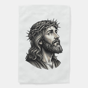 Vintage Engraving Crown of Thorns Portrait Design_ Garden Flag
