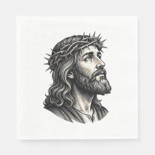 Vintage Engraving Crown of Thorns Portrait Design_ Napkins