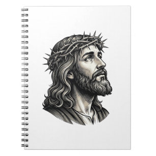 Vintage Engraving Crown of Thorns Portrait Design_ Notebook