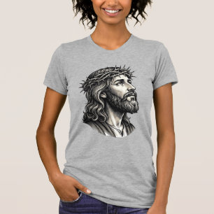 Vintage Engraving Crown of Thorns Portrait Design_ T-Shirt
