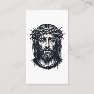 Vintage Engraving Crown of Thorns Sacred Portrait Business Card