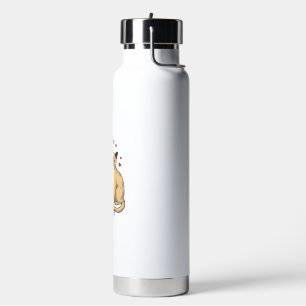 Vintage Engraving Cute Cat Couple Love Design_1 Water Bottle