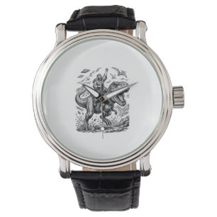 Vintage Engraving Dinosaur Rider Graphic Tee_1 Watch