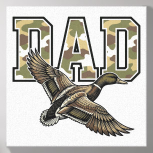 Vintage Engraving Duck Dad Camo Vector Shirt Desig Canvas Photo Tile