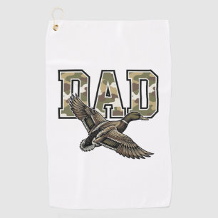 Vintage Engraving Duck Dad Camo Vector Shirt Desig Golf Towel