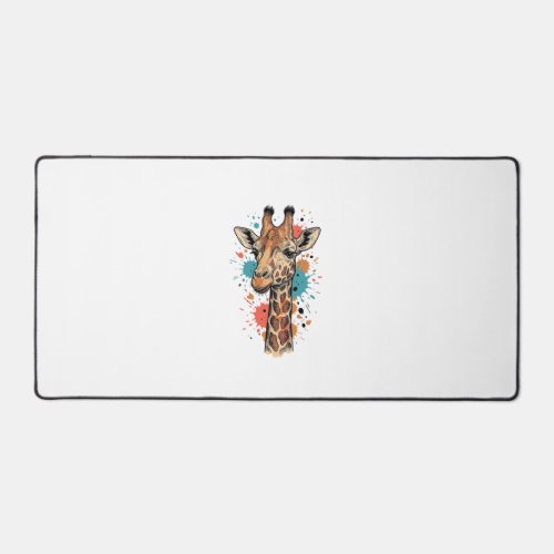 Vintage Engraving Giraffe Art White Shirt Design ( Desk Mat