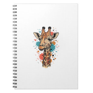 Vintage Engraving Giraffe Art White Shirt Design ( Notebook