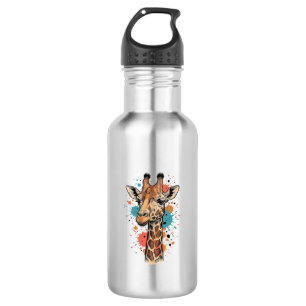 Vintage Engraving Giraffe Art White Shirt Design ( Stainless Steel Water Bottle