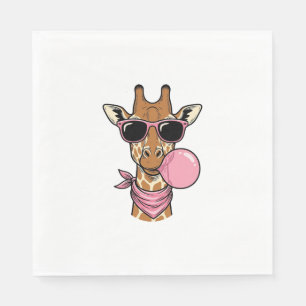 Vintage Engraving Giraffe Bubblegum Vector Design_ Napkins