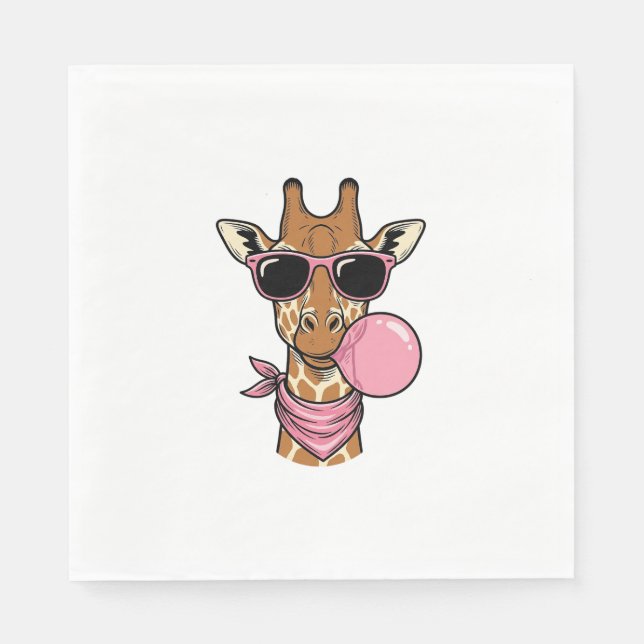 Vintage Engraving Giraffe Bubblegum Vector Design_ Napkins (Front)