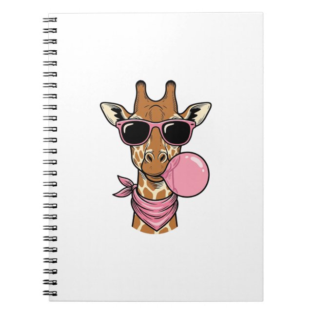Vintage Engraving Giraffe Bubblegum Vector Design_ Notebook (Front)