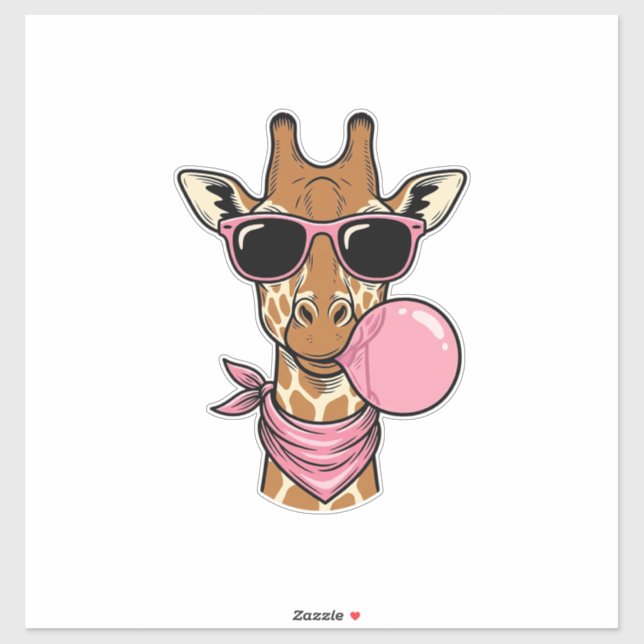 Vintage Engraving Giraffe Bubblegum Vector Design_ Sticker (Sheet)