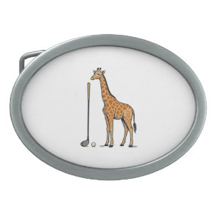 Vintage Engraving Giraffe Golf Vector T-Shirt Desi Belt Buckle