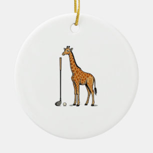 Vintage Engraving Giraffe Golf Vector T-Shirt Desi Ceramic Ornament