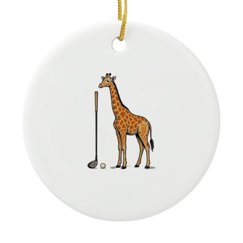 Vintage Engraving Giraffe Golf Vector T-Shirt Desi Ceramic Ornament