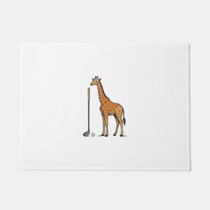 Vintage Engraving Giraffe Golf Vector T-Shirt Desi Doormat