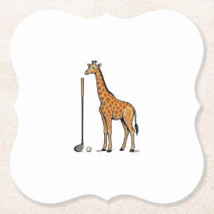 Vintage Engraving Giraffe Golf Vector T-Shirt Desi Paper Coaster