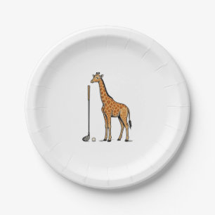 Vintage Engraving Giraffe Golf Vector T-Shirt Desi Paper Plates