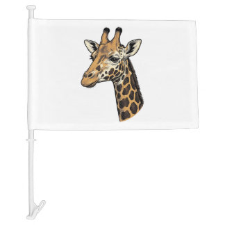 Vintage Engraving Giraffe Portrait Shirt Design (7 Car Flag