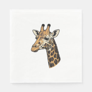 Vintage Engraving Giraffe Portrait Shirt Design (7 Napkins