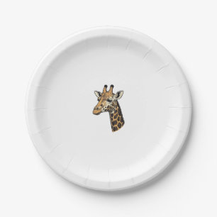 Vintage Engraving Giraffe Portrait Shirt Design (7 Paper Plates
