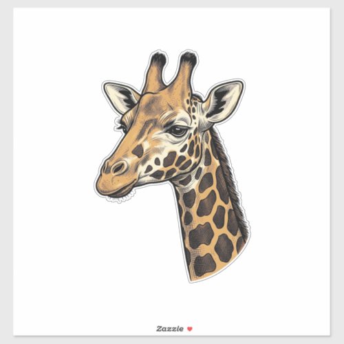Vintage Engraving Giraffe Portrait Shirt Design (7 Sticker