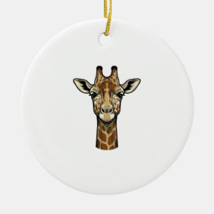 Vintage Engraving Giraffe Vector Art Design_1 Ceramic Ornament