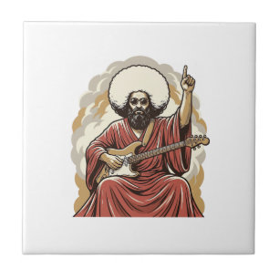 Vintage Engraving Guitarist Vector Art Shirt_1 Ceramic Tile