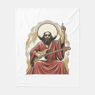 Vintage Engraving Guitarist Vector Art Shirt_1 Fleece Blanket