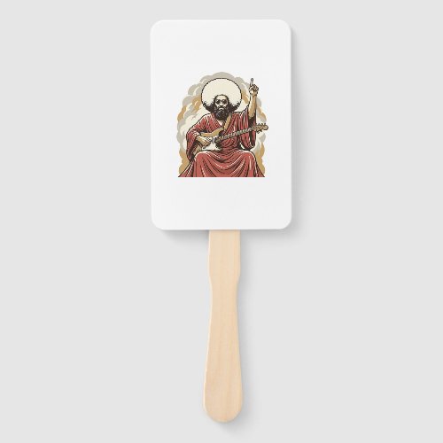 Vintage Engraving Guitarist Vector Art Shirt_1 Hand Fan