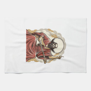 Vintage Engraving Guitarist Vector Art Shirt_1 Kitchen Towel