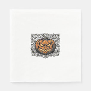 Vintage Engraving Halloween Pumpkin Shirt Design_1 Napkins