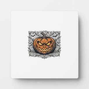 Vintage Engraving Halloween Pumpkin Shirt Design_1 Plaque