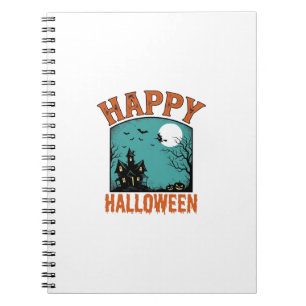 Vintage Engraving Happy Halloween Haunted House De Notebook