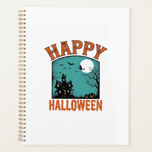 Vintage Engraving Happy Halloween Haunted House De Planner