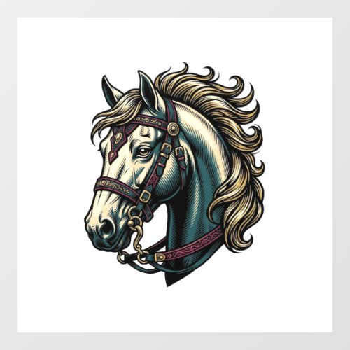 Vintage Engraving Horse Head Vector Window Cling