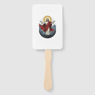 Vintage Engraving Jesus Mountain Shirt Hand Fan