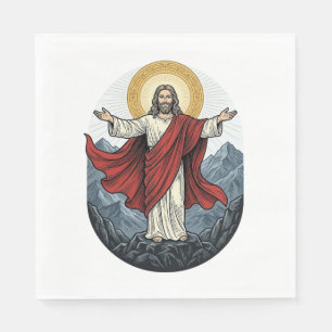 Vintage Engraving Jesus Mountain Shirt Napkins