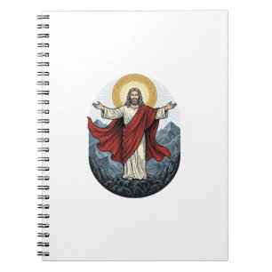 Vintage Engraving Jesus Mountain Shirt Notebook