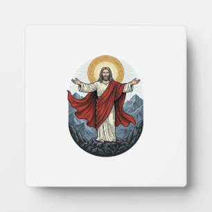 Vintage Engraving Jesus Mountain Shirt Plaque