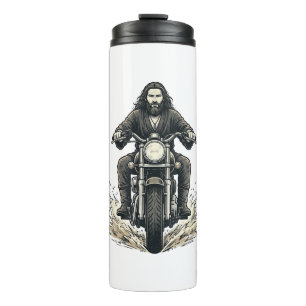 Vintage Engraving Motorcycle Rider Vector Design_1 Thermal Tumbler
