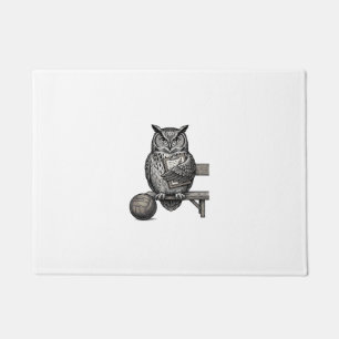 Vintage Engraving Owl Soccer Coach Shirt Design_1 Doormat