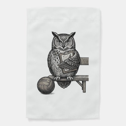 Vintage Engraving Owl Soccer Coach Shirt Design_1 Garden Flag