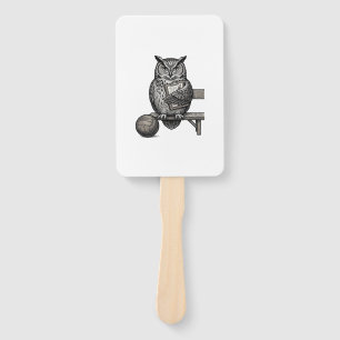 Vintage Engraving Owl Soccer Coach Shirt Design_1 Hand Fan