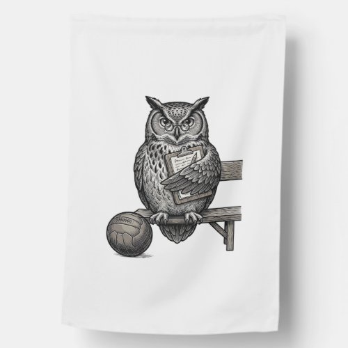 Vintage Engraving Owl Soccer Coach Shirt Design_1 House Flag