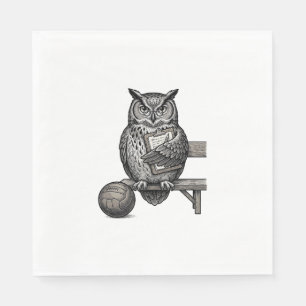 Vintage Engraving Owl Soccer Coach Shirt Design_1 Napkins