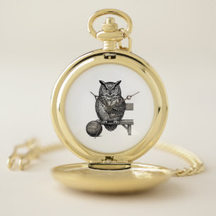 Vintage Engraving Owl Soccer Coach Shirt Design_1 Pocket Watch
